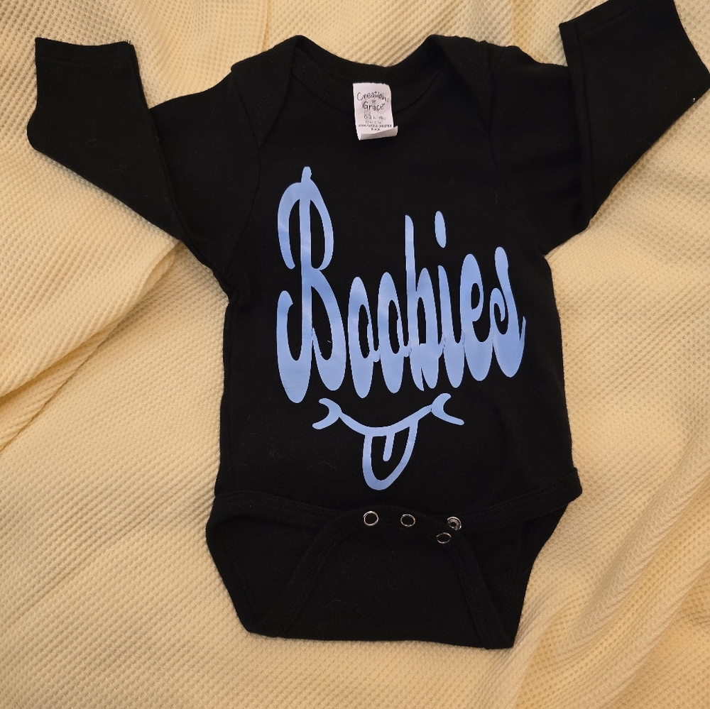 Hobby Lobby Black and Blue Bodysuit with Script Design
